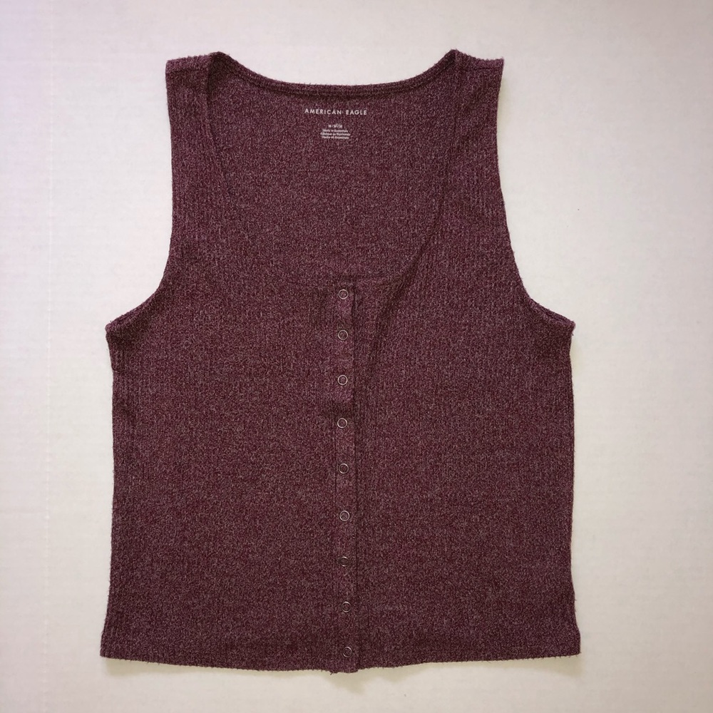 American Eagle Button Down Tank Top Purple Medium